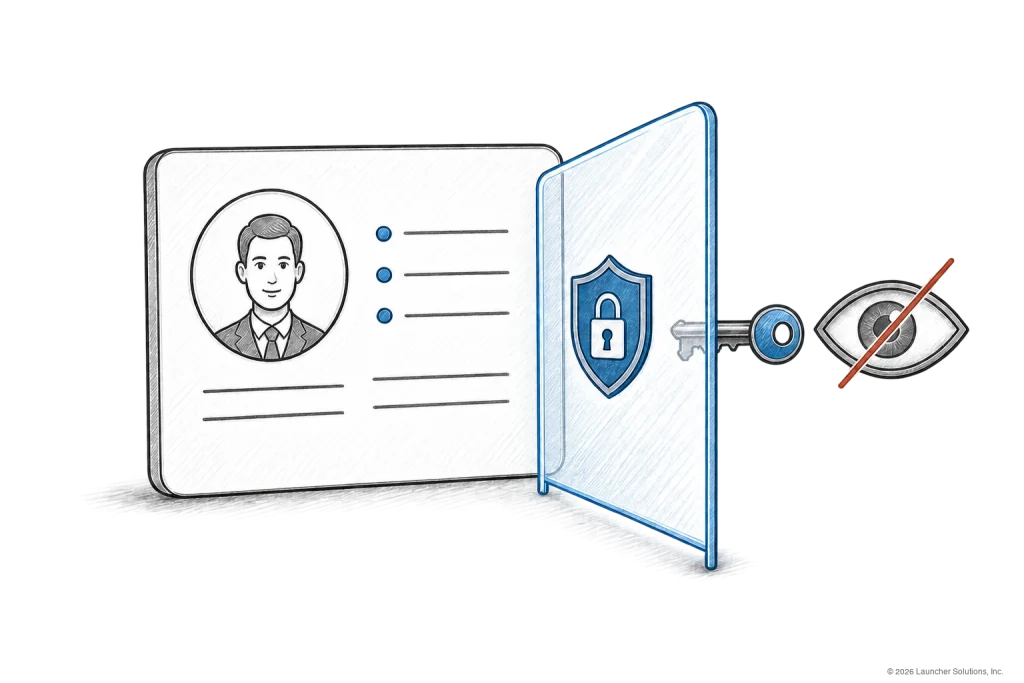 A personal record kept behind a locked door, released only with a key and shielded from view